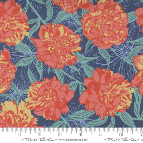 Orange Blossom Florals Fabric by the Yard. Quilting Cotton