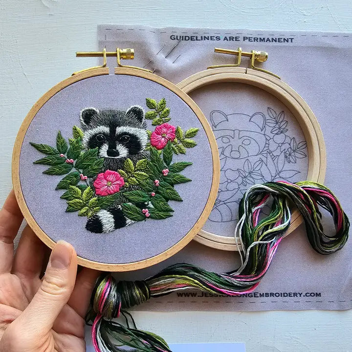 Raccoon Hand Embroidery Kit Kit Jessica Long Embroidery