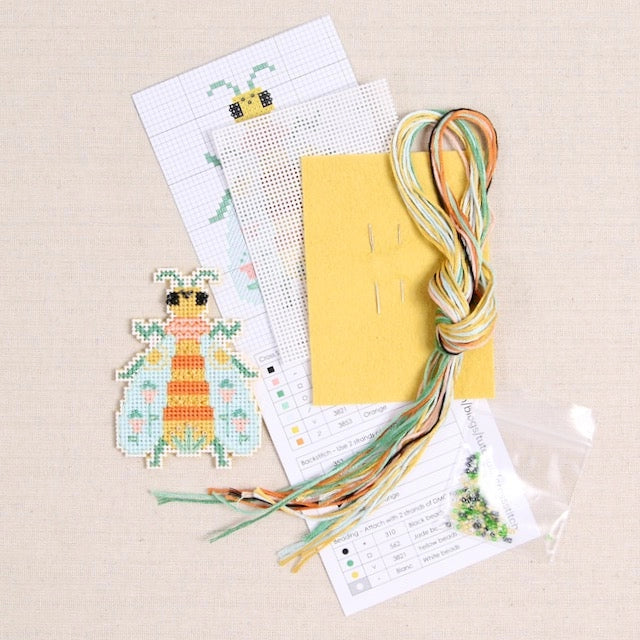 Blooming Bugs Bee Cross Stitch Kit