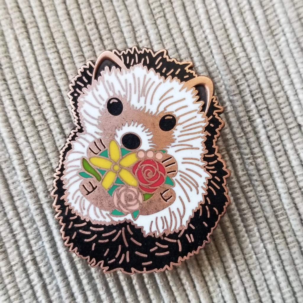 Hedgehog Enamel Needle Minder Needlework Jessica Long Embroidery