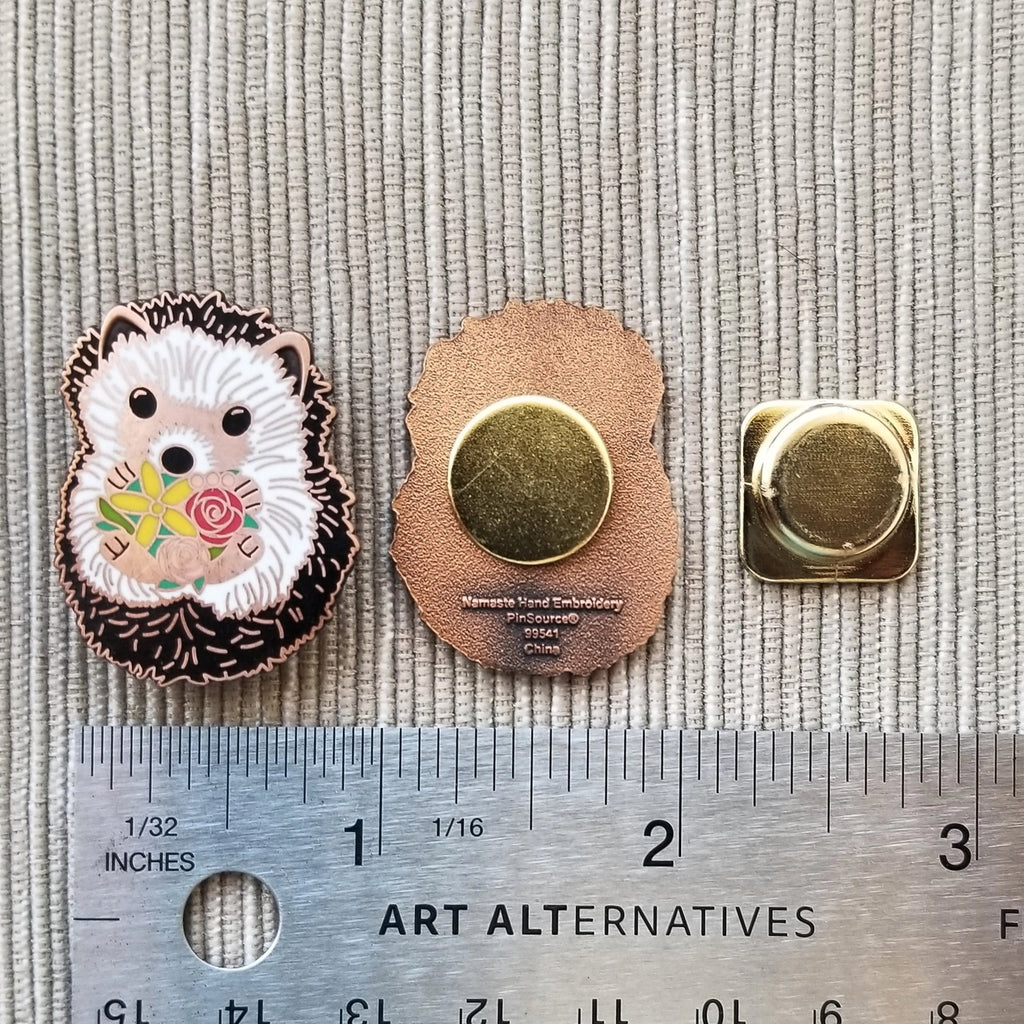 Hedgehog Enamel Needle Minder Needlework Jessica Long Embroidery