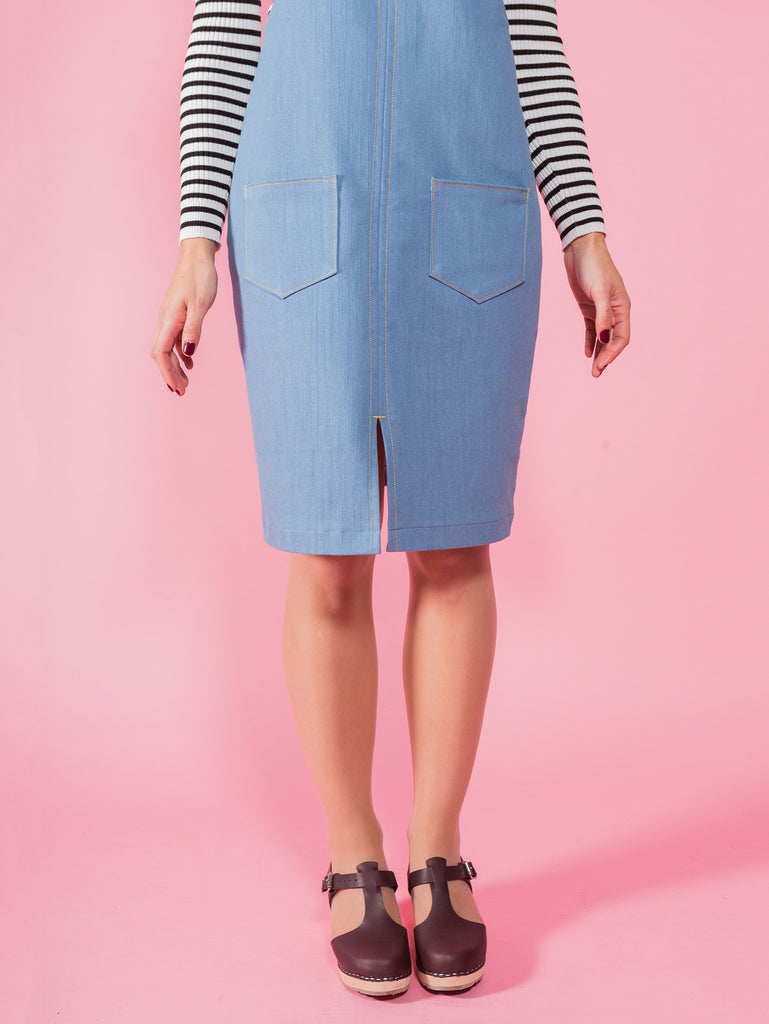 Dungaree fashion pencil skirt