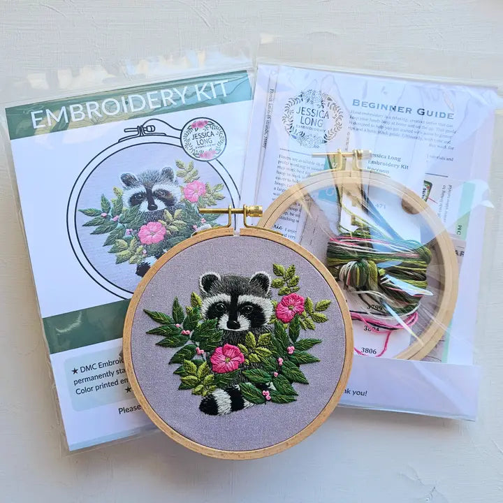 Raccoon Hand Embroidery Kit Kit Jessica Long Embroidery