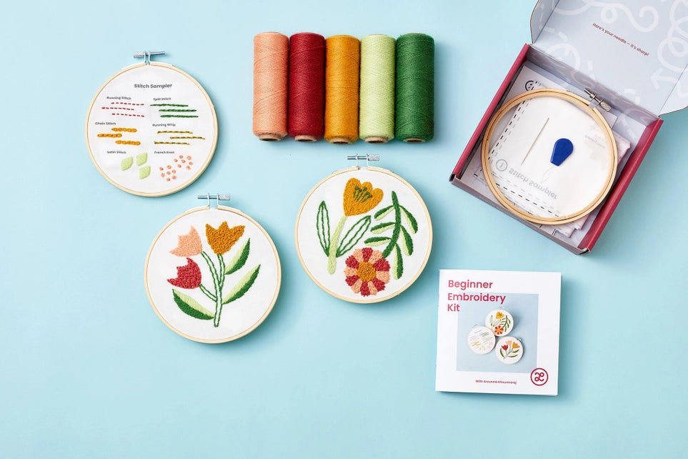 Beginner Embroidery Kit - 3 Projects Kit Zollie