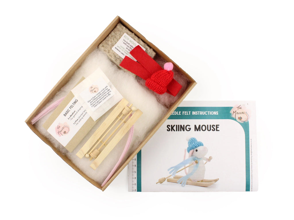 Skiing Mouse Needle Felt Kit Kit The Makers