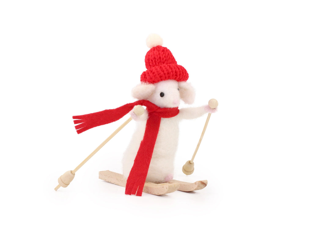 Skiing Mouse Needle Felt Kit Kit The Makers