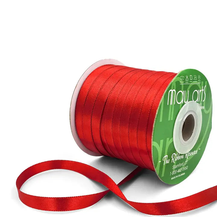 3/8"Luster Double Face Satin Ribbon Ribbon May Arts Red