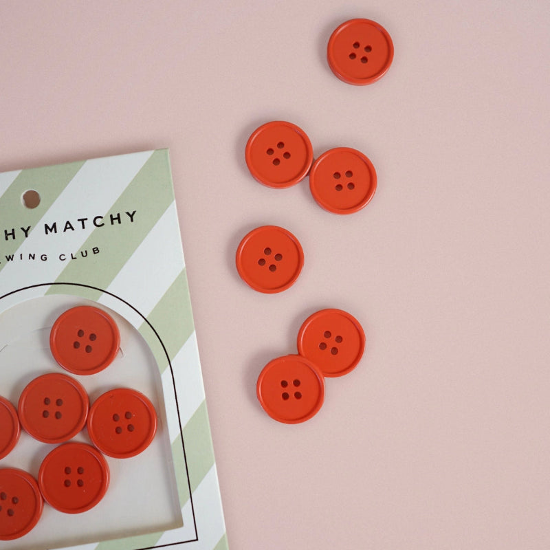 Tomato Retro Buttons Buttons Matchy Matchy Sewing Club