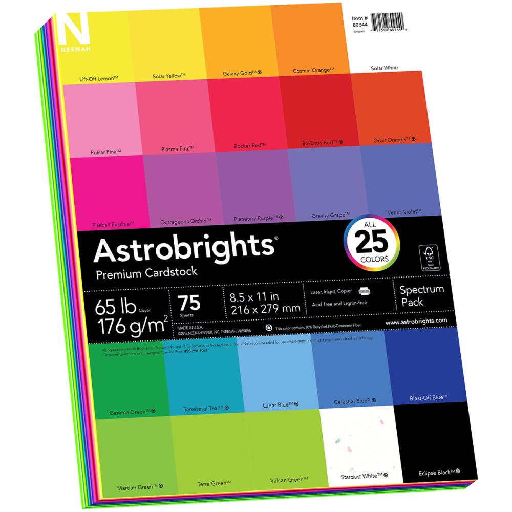 Astrobights White Cardstock 235ct, 110# - The School Box Inc