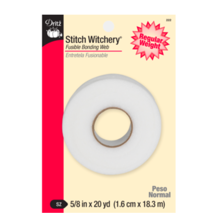 5/8 Stitch Witchery Fusible Bonding Web, Regular Weight, White