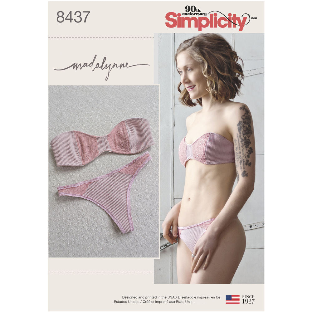 Simplicity Pattern 8437 Strapless Bra & Panties by Madalynne